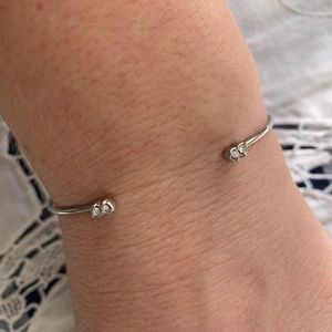 Silver colored Bracelet with two sparkly crystals
